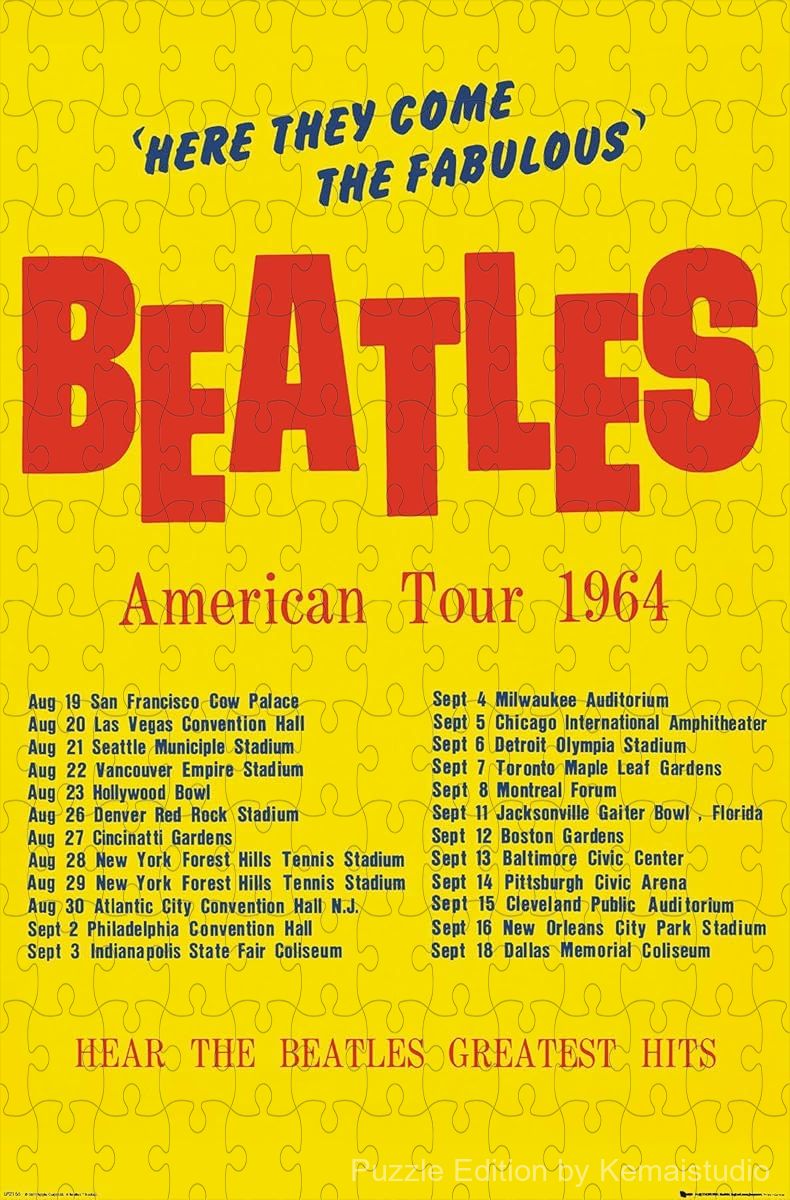 1000-piece wooden jigsaw puzzle featuring the Beatles' American Tour 1964.