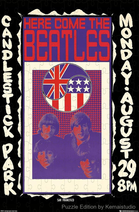 A famous live concert image from Candlestick Park, The Beatles' final official tour show