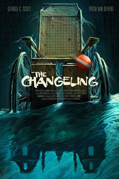  a jigsaw puzzle used for : screenprinted poster by artist David Seidman for the 1980 horror film THE CHANGELING. 