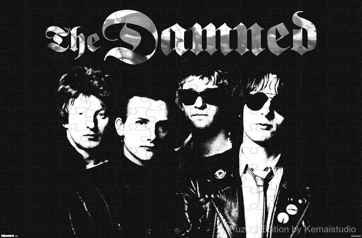 A moody and stylish black and white puzzle of The Damned, perfect for minimalist decor