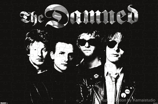 A moody and stylish black and white puzzle of The Damned, perfect for minimalist decor