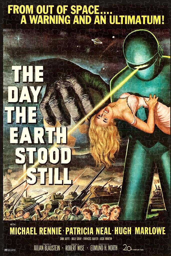 The Day The Earth Stood Still science fiction movie poster puzzle, wooden puzzles for adults  