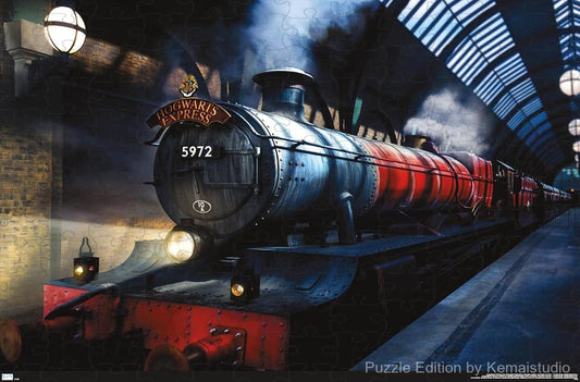 The iconic Hogwarts Express whizzes through the magical world of Harry Potter