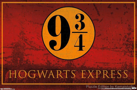 Iconic Hogwarts Express 9 3/4 scene from Harry Potter in a 1000-piece puzzle