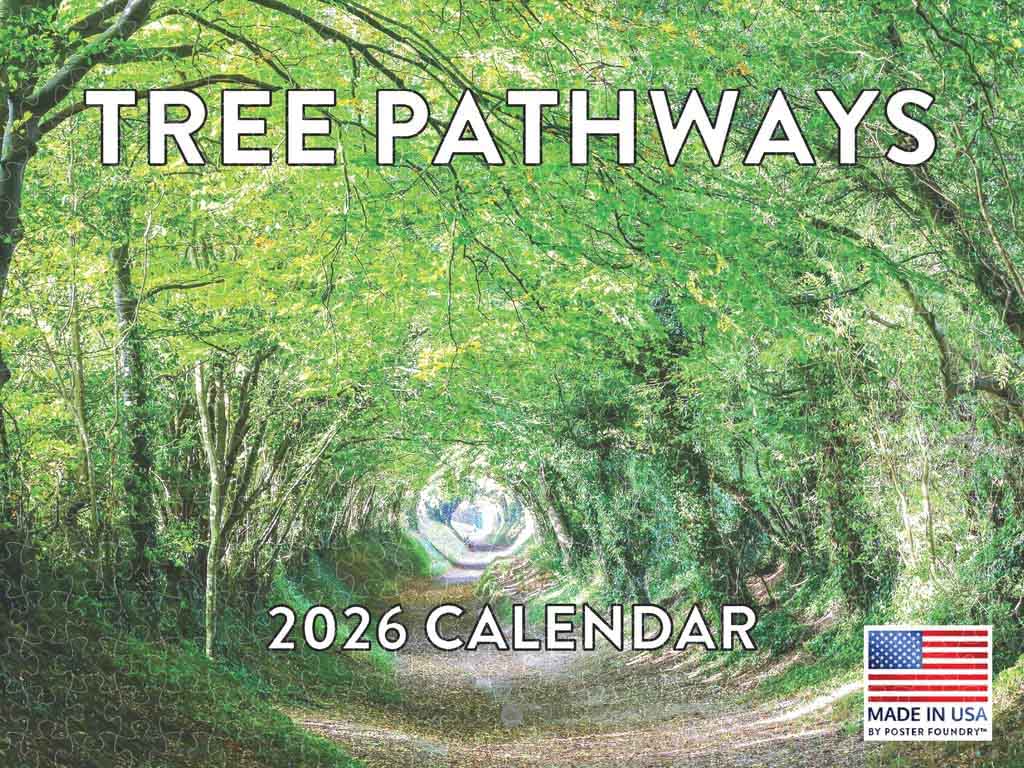 Three pathways forest 2026 calendar poster wooden puzzle, American made adult puzzle