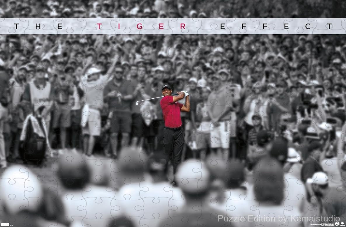 1000-piece wooden jigsaw puzzle featuring Tiger Woods - The Tiger Effect.
