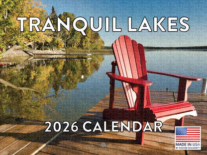 Tranquil lake 2026 calendar poster wooden puzzle for adults, American made