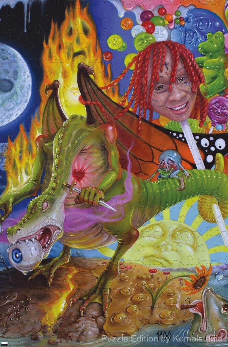 A bold and surreal puzzle showcasing Trippie Redd's Trip at Knight album cover, ideal for music fans