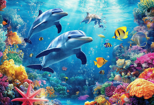 Colorful 1000-piece wooden jigsaw puzzle featuring a tropical ocean view, ideal for relaxing and decorating your space
