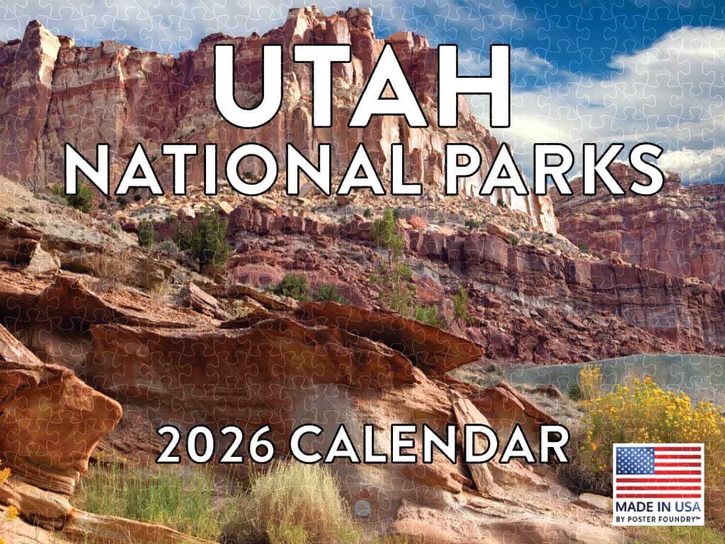 Utah National Parks 2026 calendar poster wooden puzzle
