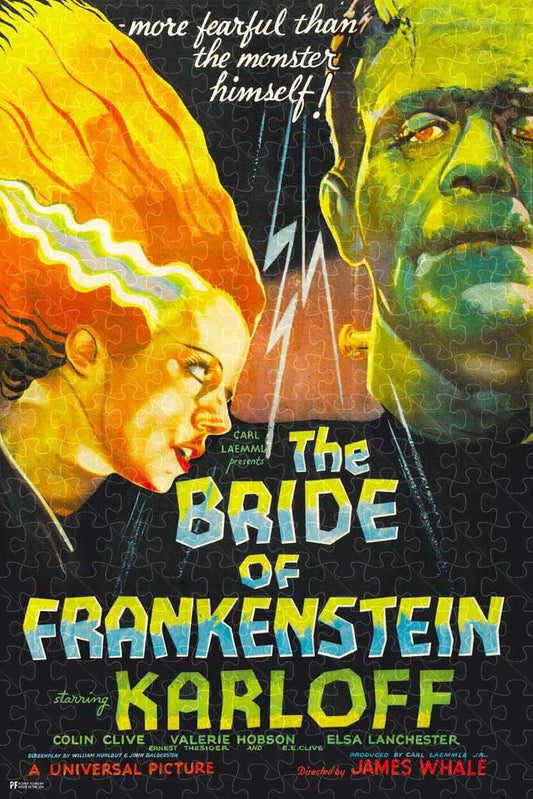 Vintage horror movie Bride of Frankenstein poster puzzle, wooden puzzles for adults  