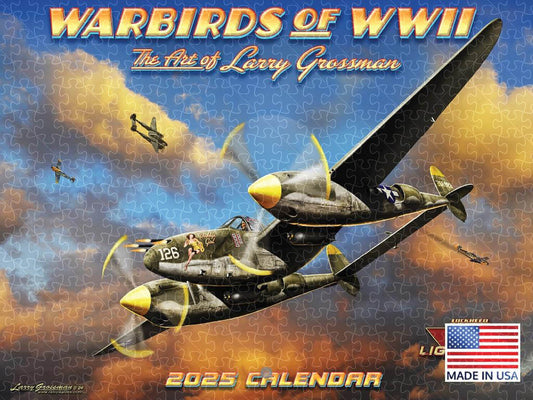 Warbirds WW2 vintage airplane 2025 calendar poster puzzle, wooden puzzle for adults
