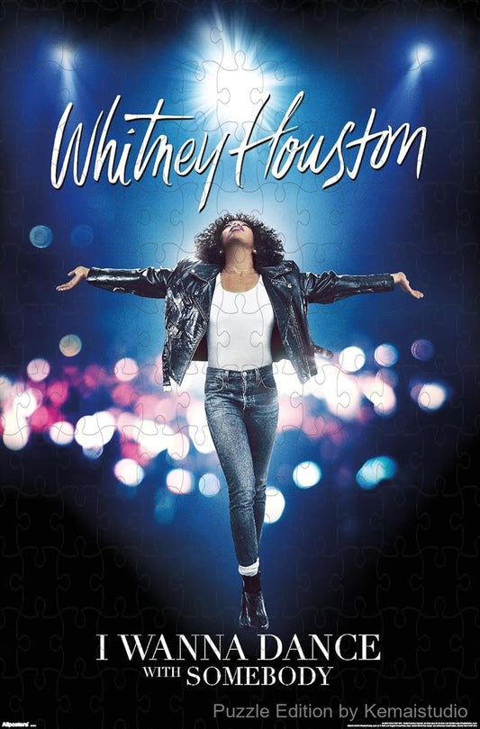 A joyful and vibrant puzzle of Whitney Houston themed around dance and movement, ideal for light fun