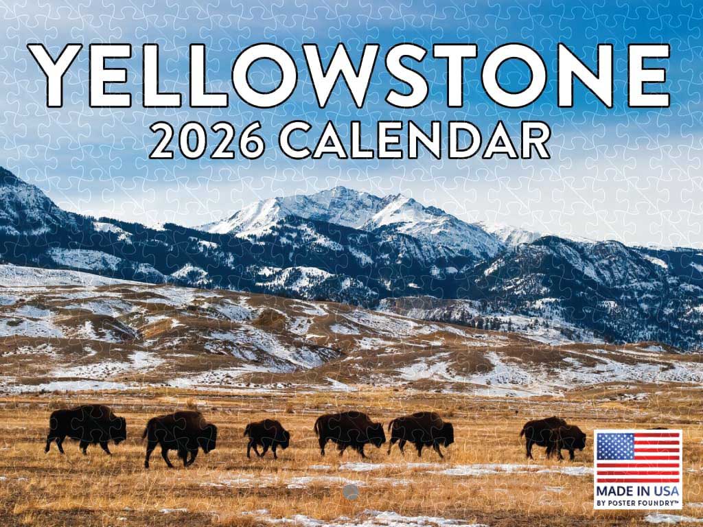 Yellowstone National Park 2026 calendar poster wooden puzzle