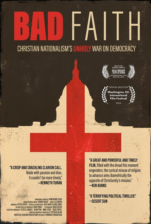 1000 piece jigsaw puzzle for the movie poster: Bad Faith: Christian Nationalism's Unholy War on Democracy (2024)