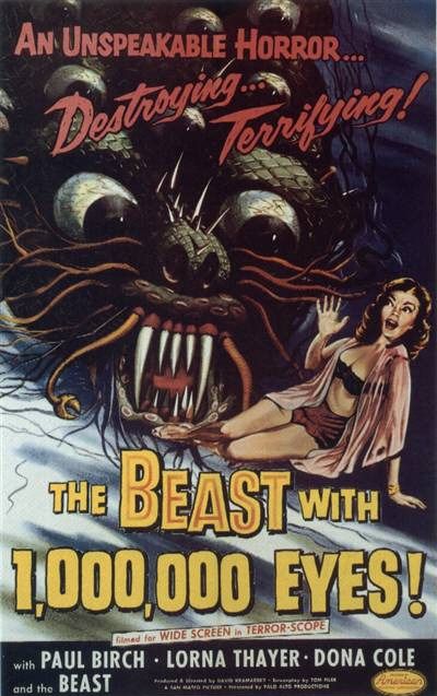 the movie poster: The Beast with a Million Eyes (1955)