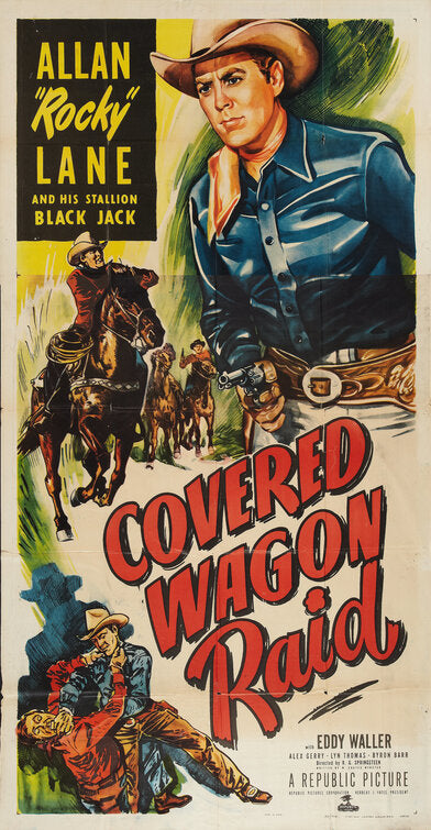 1000 piece jigsaw puzzle for the movie poster: Covered Wagon Raid (1950)