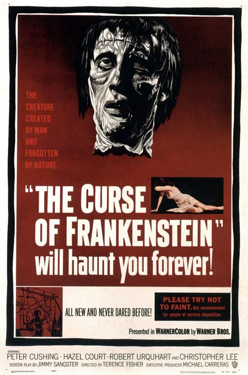 the movie poster: The Curse of Frankenstein (1957)