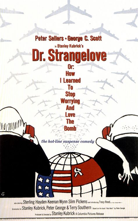 the movie poster: Dr. Strangelove or: How I Learned to Stop Worrying and Love the Bomb (1964)