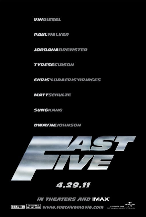 1000 piece jigsaw puzzle for the movie poster: Fast Five (2011)