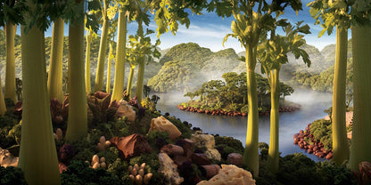 Unique 1000-piece wooden puzzle with imaginative food art by Carl Warner, design 1