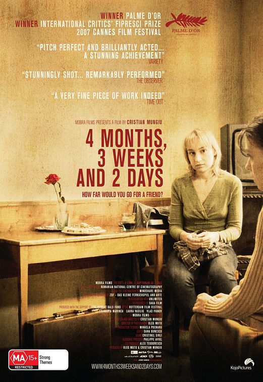 the movie poster: 4 Months, 3 Weeks and 2 Days (2007) ver7