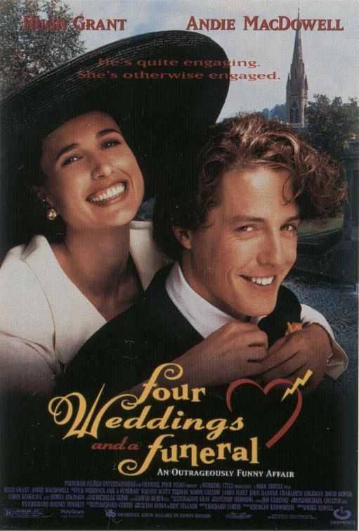 the movie poster: Four Weddings And A Funeral (1994) ver1