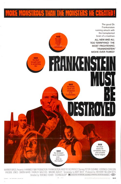 the movie poster: Frankenstein Must Be Destroyed (1970)
