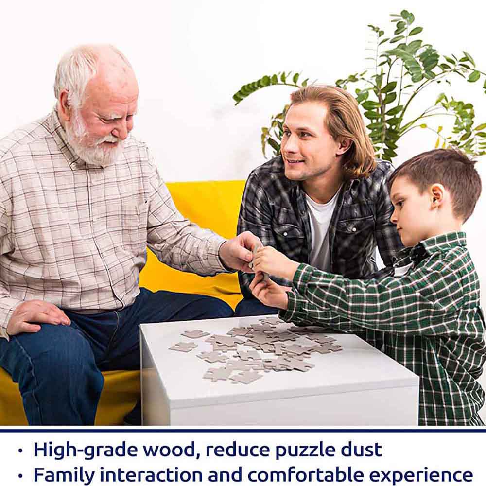 Jigsaw puzzle: family interaction and comfortable experience.