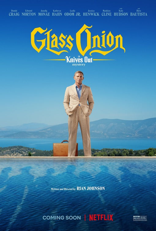 1000 piece jigsaw puzzle for the movie poster: Glass Onion: A Knives Out Mystery (2022)