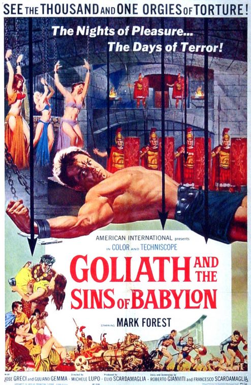 the movie poster: Goliath and the Sins of Babylon (1963)