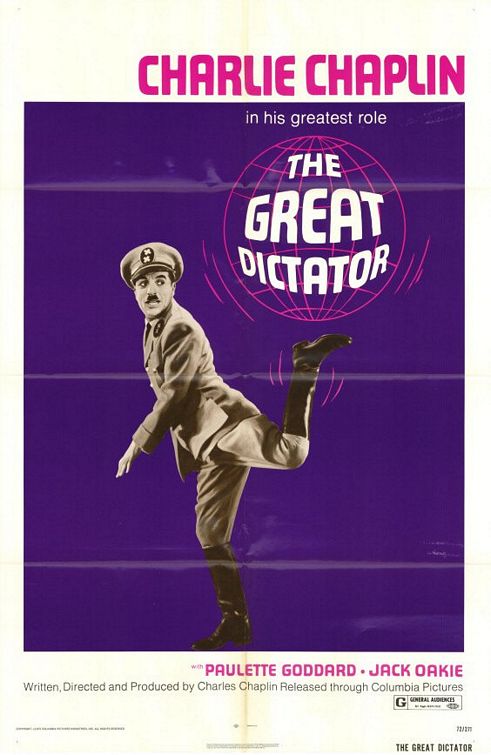 the movie poster: The Great Dictator (1940)