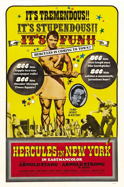 the movie poster: Hercules in New York (aka Hercules Goes Bananas) (1970) ver3
