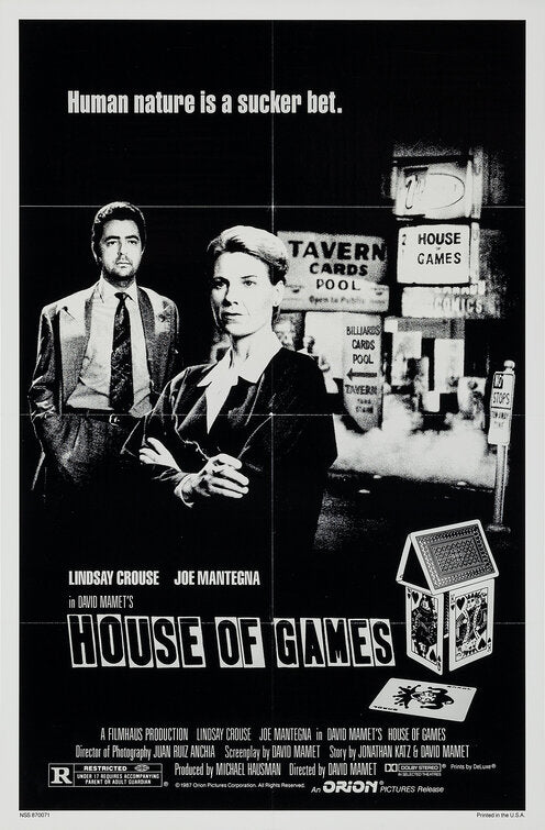 the movie poster: House of Games (1987)