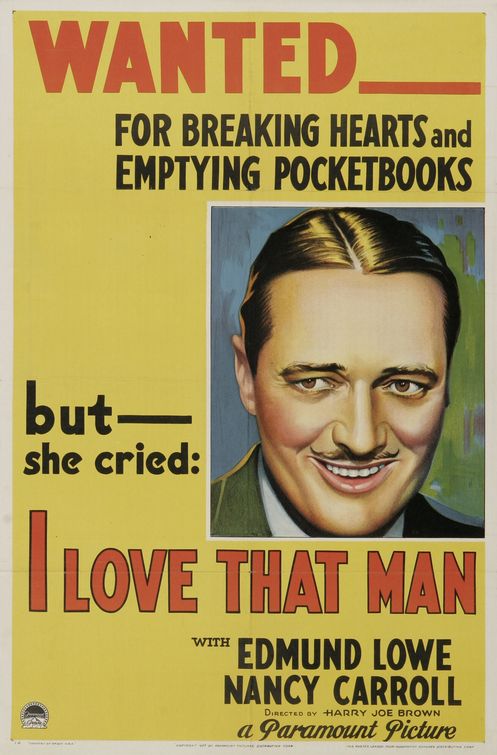 the movie poster: I Love That Man (1933)