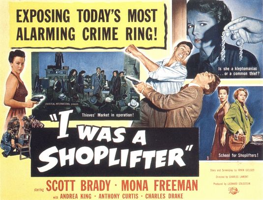 the movie poster: I Was a Shoplifter (1950)
