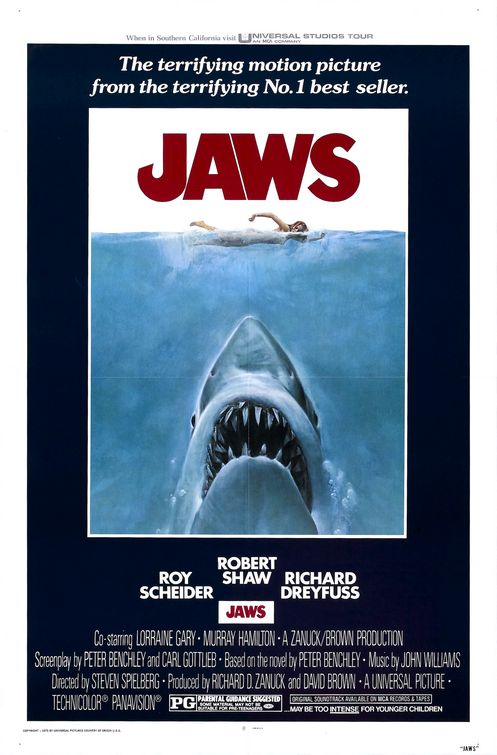 the movie poster: Jaws (1975)