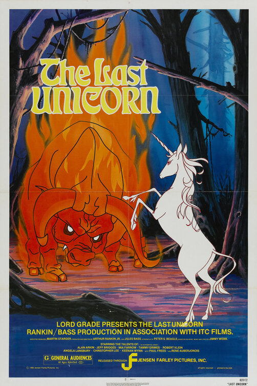 the movie poster: The Last Unicorn (1982)