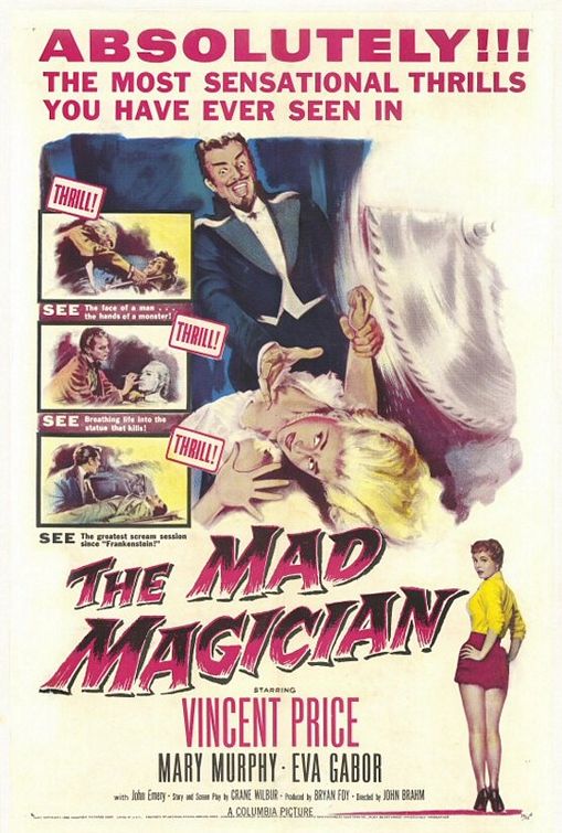 the movie poster: The Mad Magician (1954)