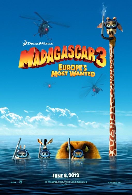 1000 piece jigsaw puzzle for the movie poster: Madagascar 3 (2012)