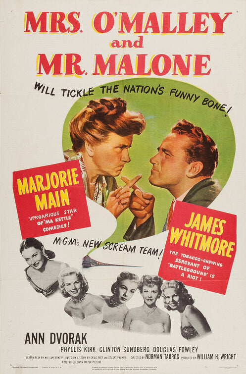 1000 piece jigsaw puzzle for the movie poster: Mrs. O'Malley and Mr. Malone (1950)