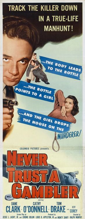 the movie poster: Never Trust a Gambler (1951)