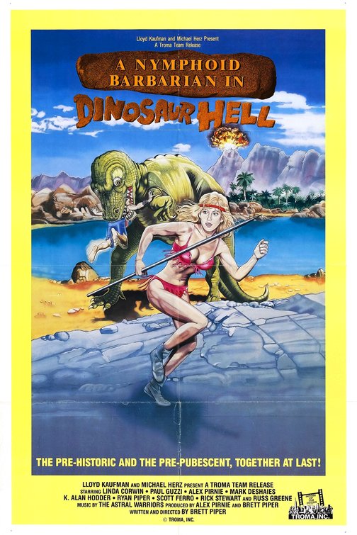 the movie poster: A Nymphoid Barbarian in Dinosaur Hell (1991)