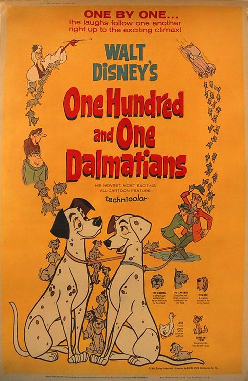 the movie poster: One Hundred and One Dalmatians (1961) ver4
