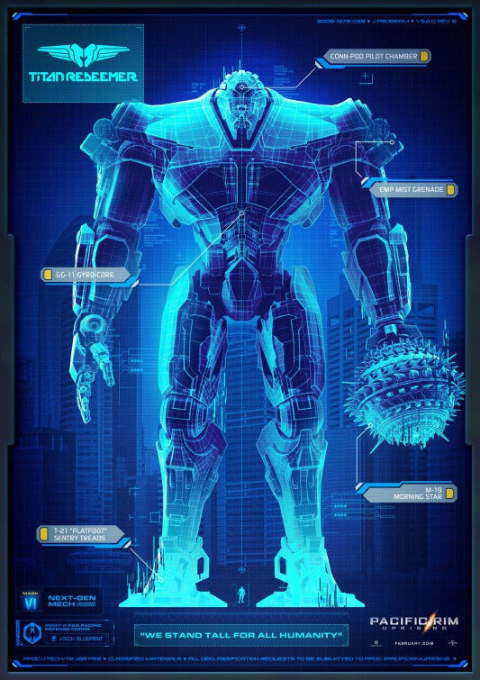 1000 piece jigsaw puzzle for the movie poster: Pacific Rim Uprising (2018)