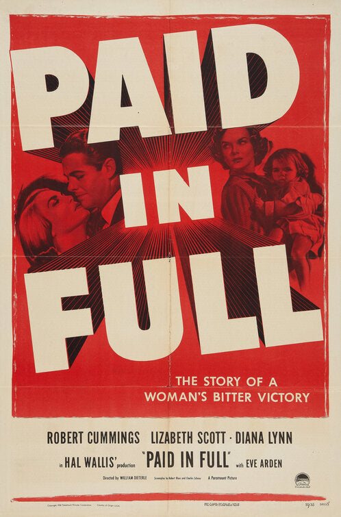 1000 piece jigsaw puzzle for the movie poster: Paid in Full (1950)