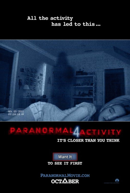 1000 piece jigsaw puzzle for the movie poster: Paranormal Activity 4 (2012)