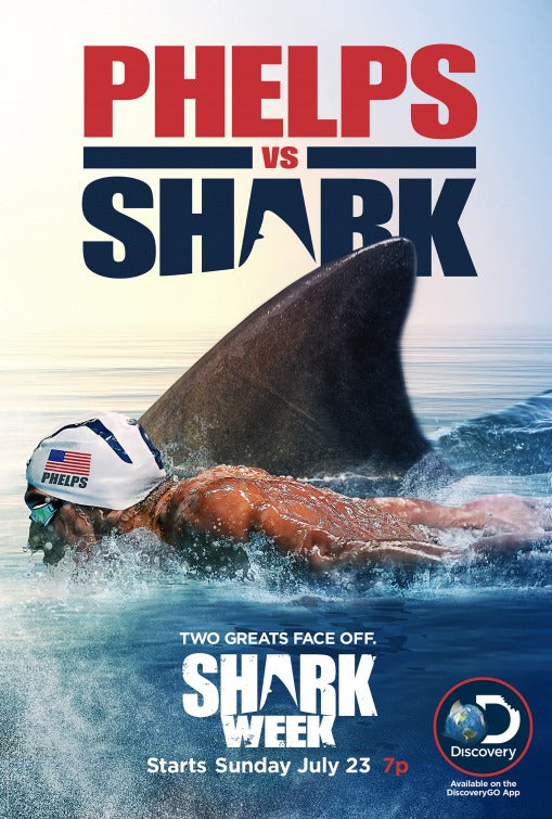 1000 piece jigsaw puzzle for tv poster: Phelps vs. Shark: Great Gold vs. Great White