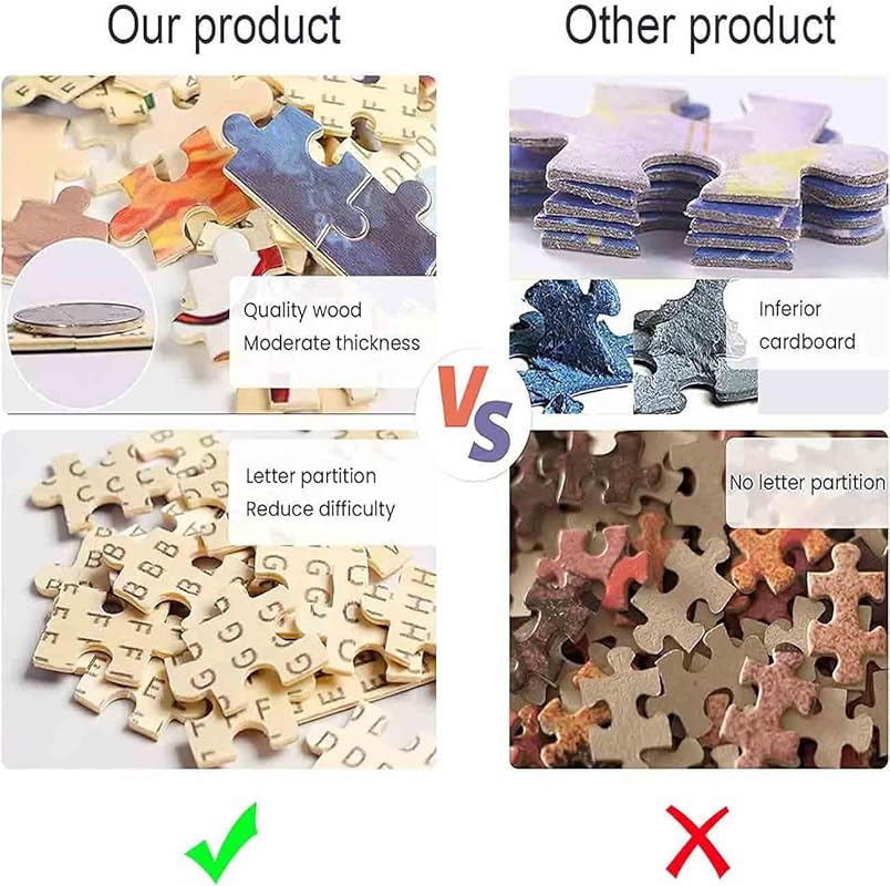 Our puzzles have the following advantages: quality wood, moderate thickness, letter partition, reduce difficult.
