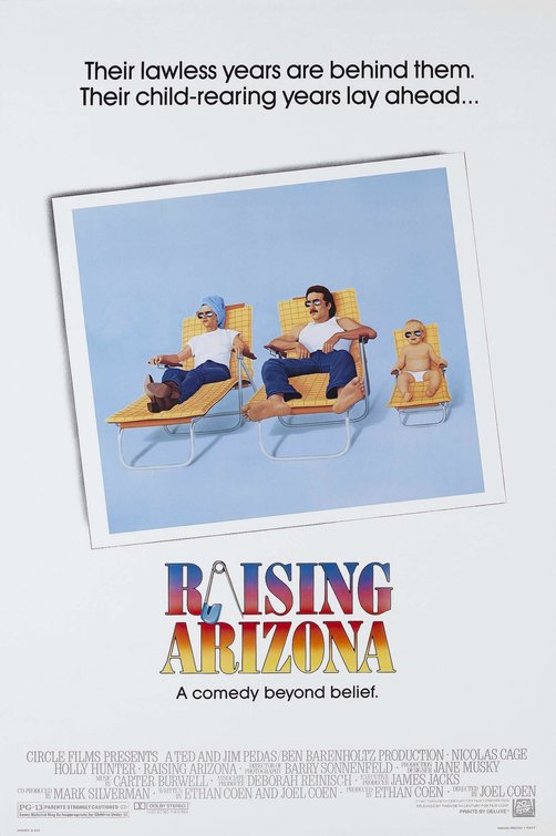 the movie poster: Raising Arizona (1987)